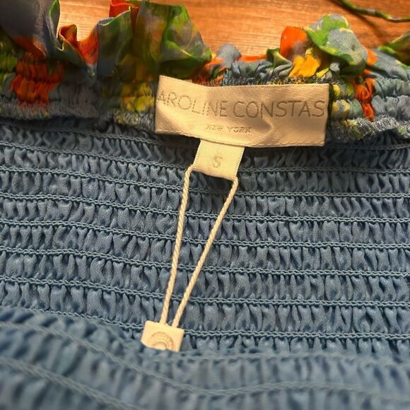 NWT Caroline Constas Ophelia mini dress in Blue Summer Floral RARE Women's Small - Picture 6 of 7